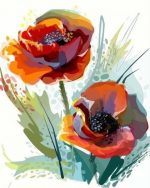 Red Anemones paint by numbers