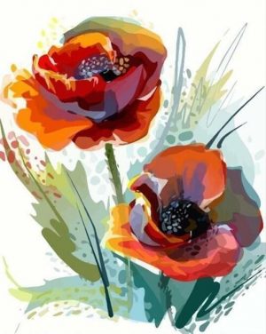 Red Anemones paint by numbers