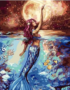 Mermaid Touching Moon Paint By Numbers