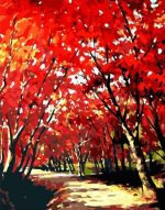 Red Forest Trees Paint By Numbers