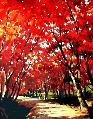Red Forest Trees Paint By Numbers