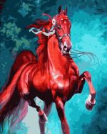 Red Jumping Horse Paint By Numbers