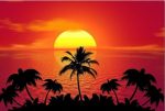 Sunset Island Palm Trees  Landscape Paint By Numbers