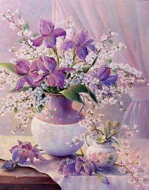 Purple Flowers Vase Paint By Numbers