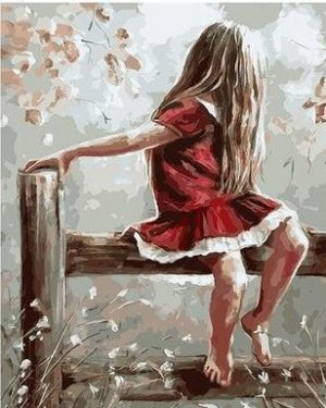 Little Girl In Red Dress Paint By Numbers