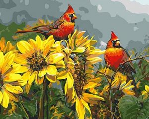 Birds On Flowers Paint By Numbers