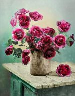 Pink Roses Vase Paint By Numbers