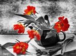 Teapot Red Flowers Paint By Numbers