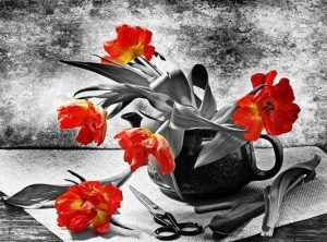 Teapot Red Flowers Paint By Numbers