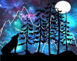 Wolf Silhouette Howling Paint By Numbers