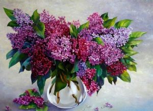 Lilacs In Glass Vase Paint By Numbers