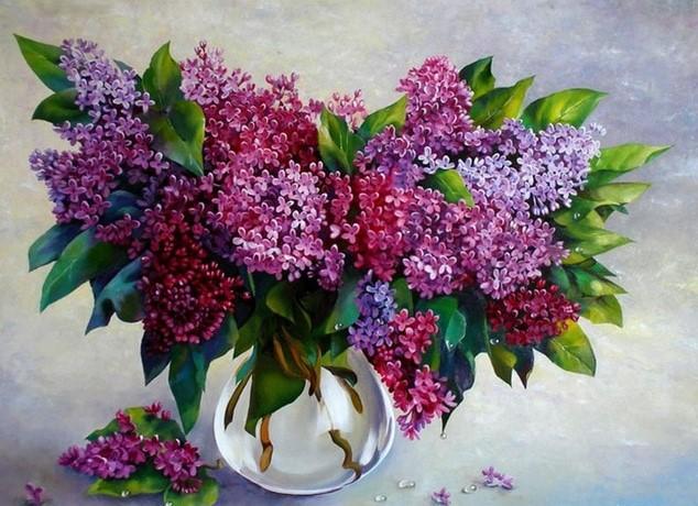 Lilacs In Glass Vase Paint By Numbers