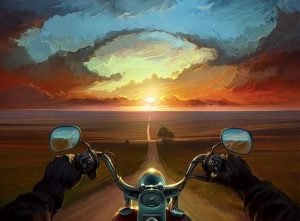 Motorcycle Driving At Sunset Paint By Numbers