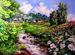 Spring Village River Paint By Numbers
