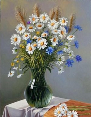 Oxeye Daisy Glass Vase Paint By Numbers