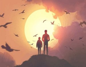 Father And Son At Sunset Paint By Numbers