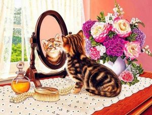 Cat Looking To Mirror Paint By Numbers