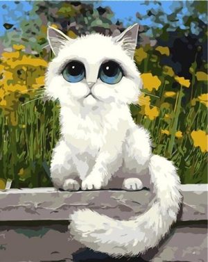 White Cat Paint By Numbers