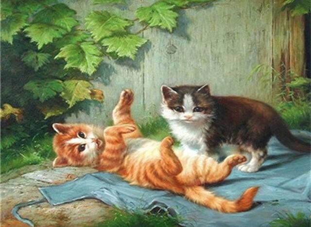 Cats Playing Paint By Numbers
