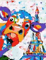 Colorful Cow In Paris Paint By Numbers