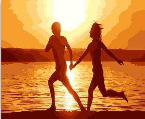 Couple Running At Sunset Paint By Numbers