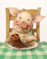 Pig Eating Cake Paint By Numbers