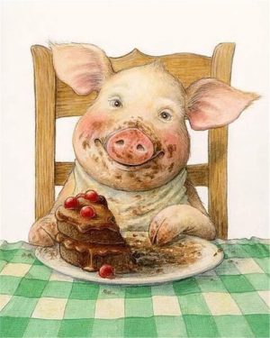 Pig Eating Cake Paint By Numbers