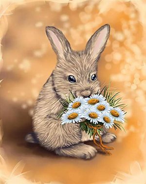 Rabbit And Daisies Paint By Numbers