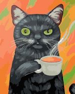 Cat Drinking Coffee Paint By Numbers