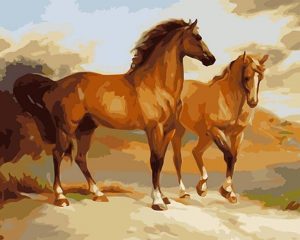 Two Brown Horses Paint By Numbers