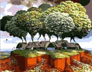 Trees Over Houses Paint By Numbers