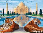 Tigers In Taj Mahal Paint By Numbers