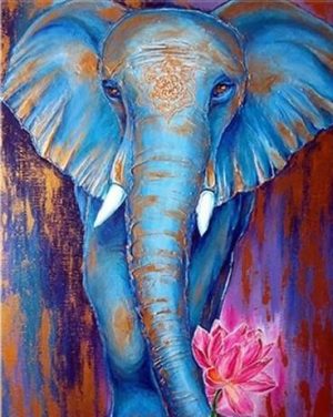 Blue Gold Elephant Paint By Numbers