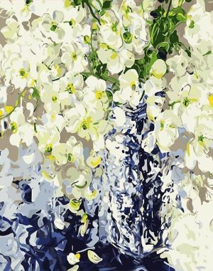White Orchids Vase Paint By Numbers