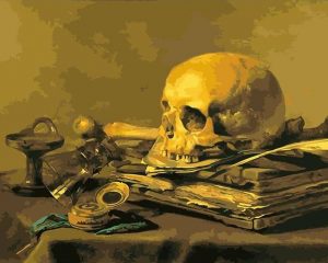 Skeleton Head On Books Paint By Numbers
