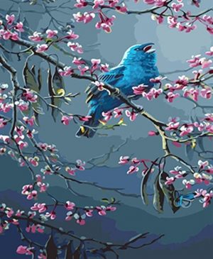 Blue Bird On Branch Paint By Numbers