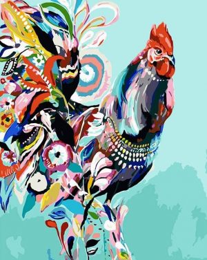 Floral Colorful Chicken Paint By Numbers