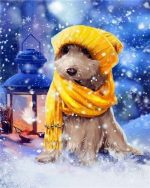 Dog In Winter Clothes Paint By Numbers