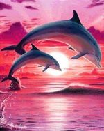 Dolphins Show At Sunset Paint By Numbers