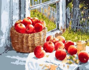 Basket of Red Apples Still Life Paint By Numbers