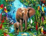 Elephants in The Jungle Paint By Numbers