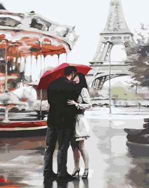 Eiffel Tower Couple Romance and Love Paint By Numbers