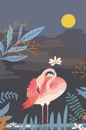 Illustration Flamingo Paint By Numbers