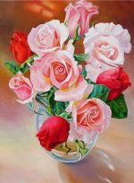 Roses Glass Vase Paint By Numbers