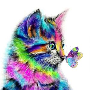 Colorful Cat And Butterfly Paint By Numbers