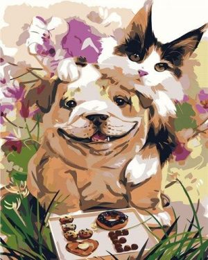 Bulldog And Cat Paint By Numbers