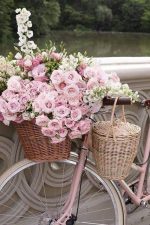 Pink Roses Basket In Bike Paint By Numbers