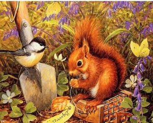 Squirrel And Sparrow Paint By Numbers