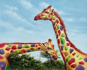 Giraffes With Colorful Skin paint by numbers