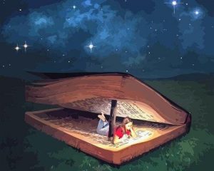 Girl Sleeping in Magic Book paint by numbers